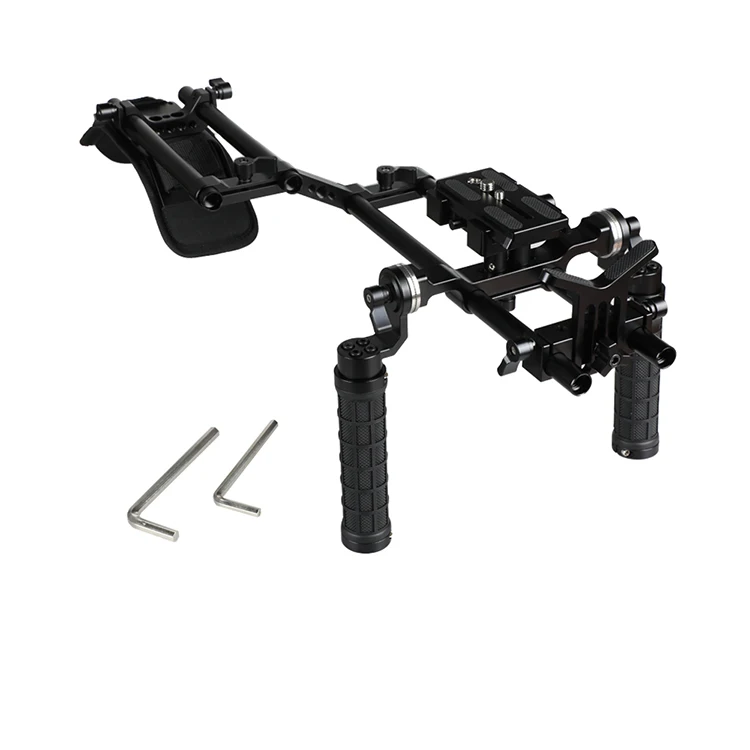 CAMVATE Handheld Shoulder Mount Rig With Manfrotto QR Plate& Rubber Handgrip For HDSLR Camera / DV Camcorder C2247
