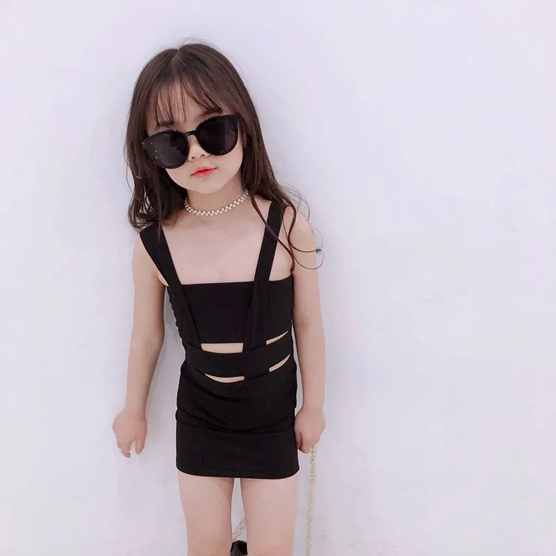 Летний комплект из 2 предметов для девочек детское вязаное платье + юбка-пачка