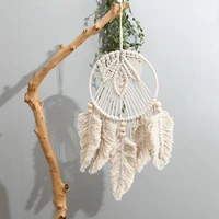handmade woven feathered dream catcher boho wall hanging home ornament gift for apartment bedroom living room w0