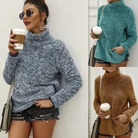 2021 turtle neck womens sweater solid loose warm knitted pullover 2021 autumn winter elegant long sleeve thick female jumpers
