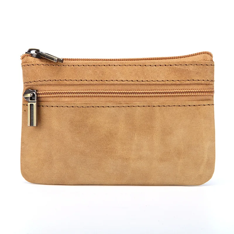 Винтажный Мужской кошелек из натуральной кожи на молнии для монет держатель