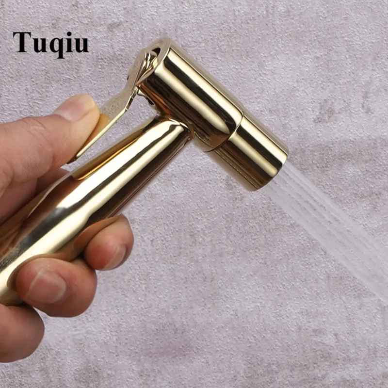 Tuqiu ручной распылитель для биде, набор для туалета, золотой медный материал, насадка для душа Shattaf, медный клапан, набор для струйного биде