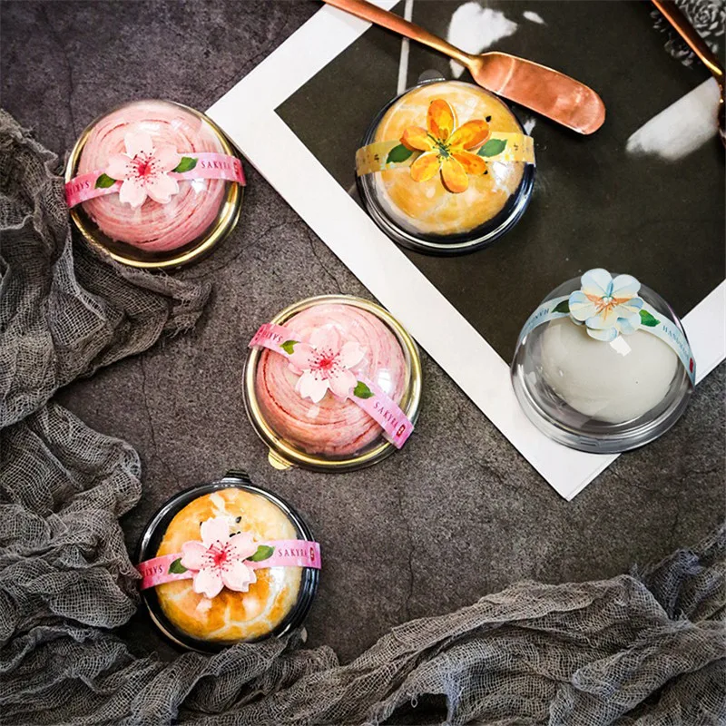 50 шт. креативная круглая маленькая пластиковая коробка упаковка для Луны торта