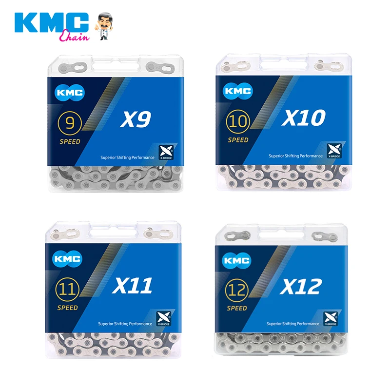 Цепь для горного велосипеда KMC X9 X10 X11 X12 9 10 11 12 скоростей 116/118/126 звеньев с