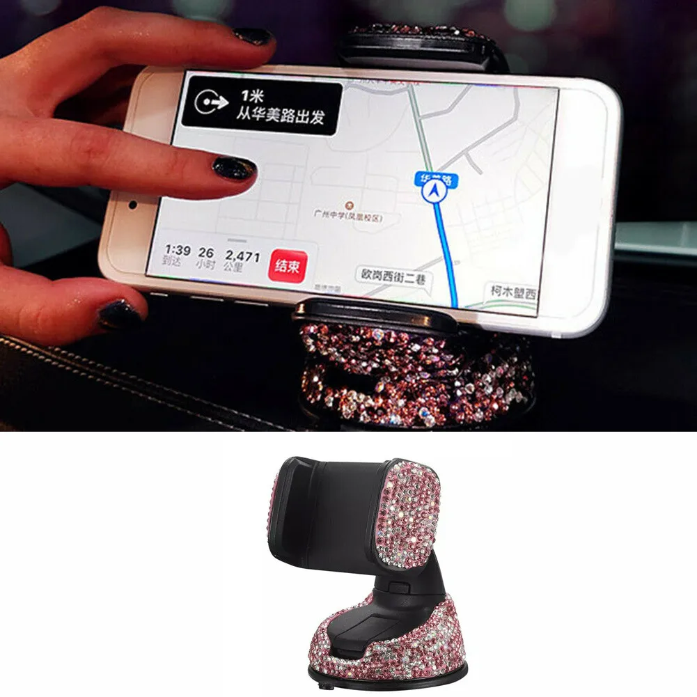

Bling Phone Holder Dashboard Girls Interior Mobile Plastic Rhinestones