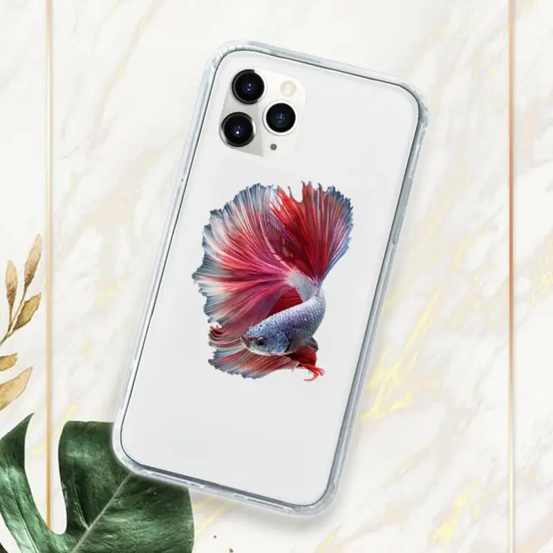 

beautiful Fighting fish Phone Case Transparent for iPhone 11 12 mini pro XS MAX 8 7 6 6S Plus X 5S SE 2020 XR