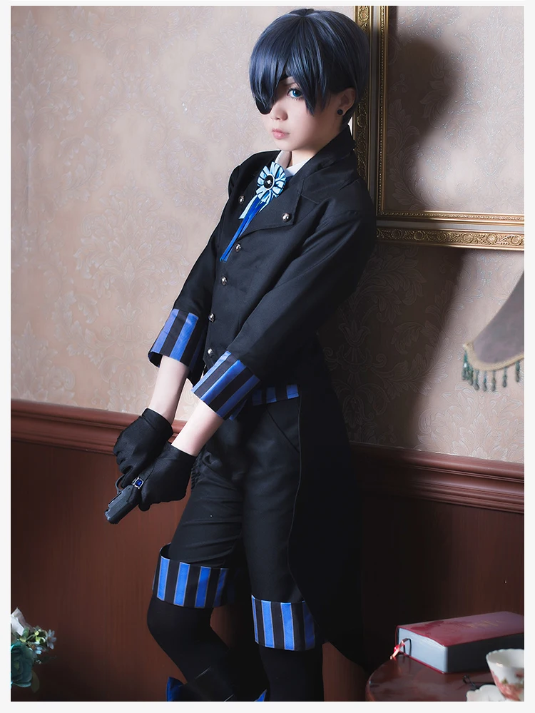 Мужской женский черный Батлер Косплей Kuroshitsuji Небесный Phantomhive Cos японская одежда