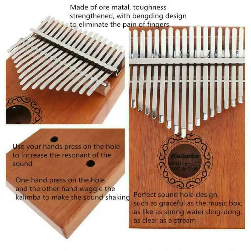 17 клавиш Kalimba большой пианино высококачественный корпус из красного дерева