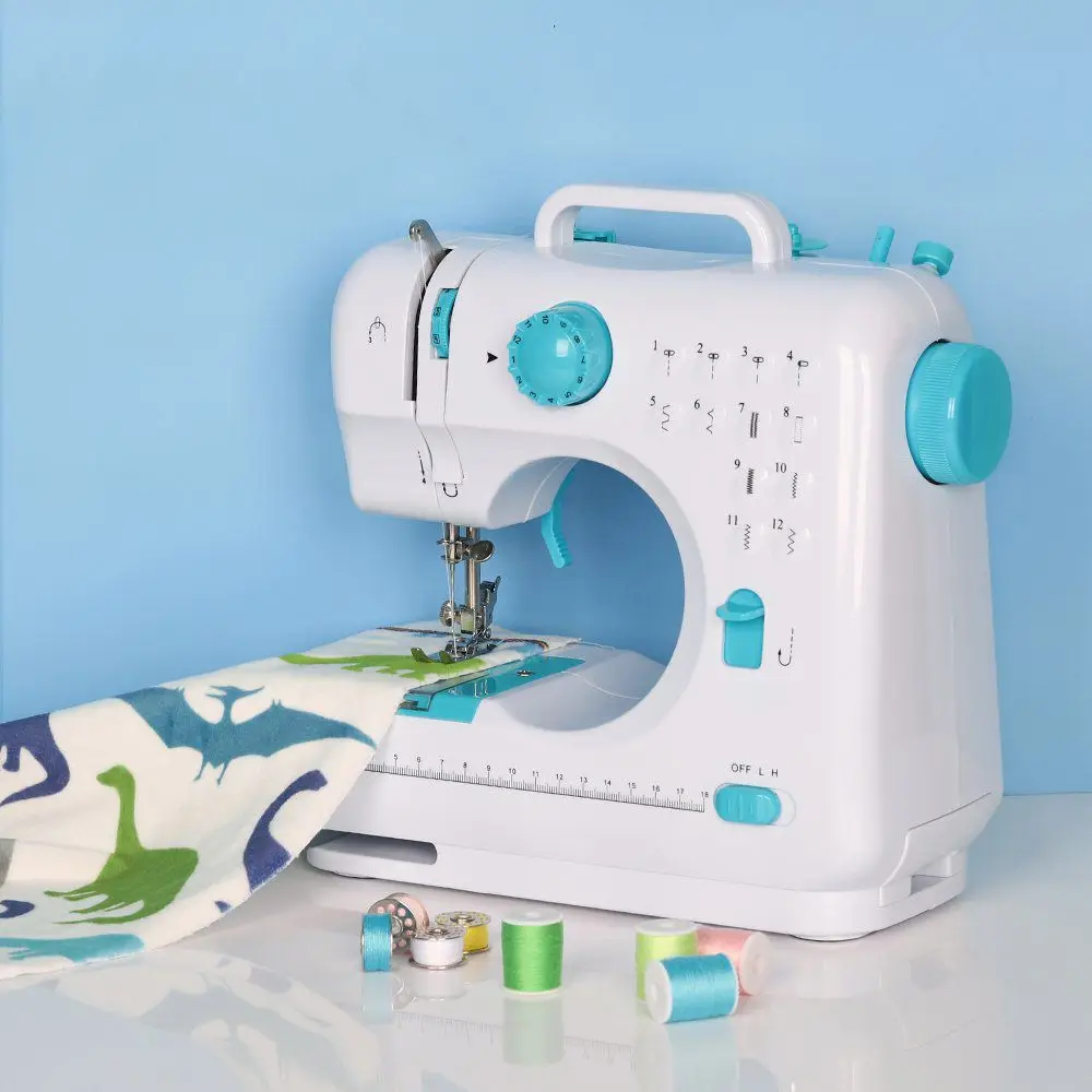 

Electric Sewing Machine Mini Portable Household LED Light 2 Speed Control Portable Sew Machine Tools Foot Pedal Line Hand Table