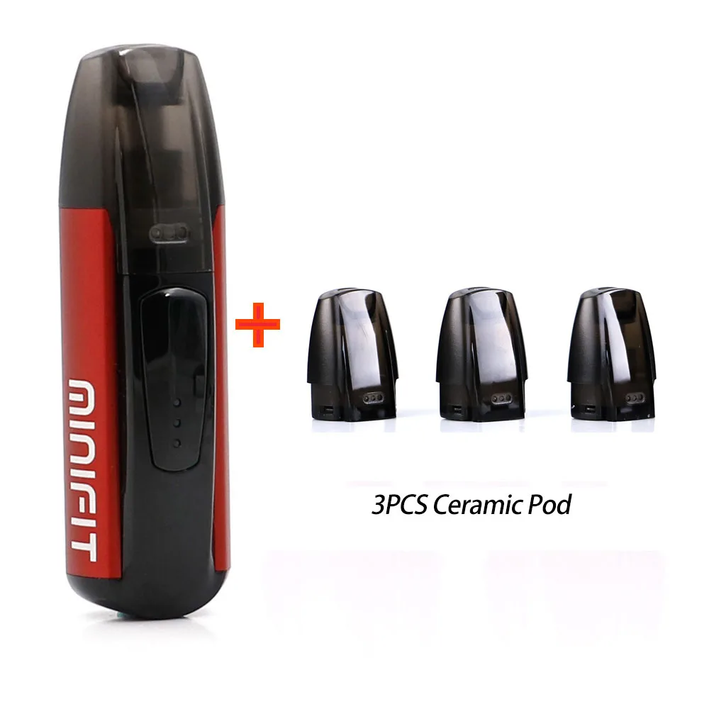 Justfog minifit стартовый набор 370 мАч vape мини стартовый набор и новейший Minifit керамический Pod 1,5 мл емкость Pod электронная сигарета vape комплект - Цвет: red and ceramic pod