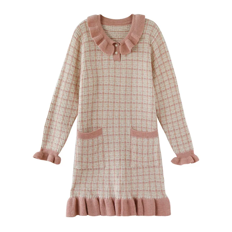 

2021 New Sweater Skirt Women's Mid-length Over the Knee Loose Lazy Sweet Knit Dress Spring and Autumn Women's