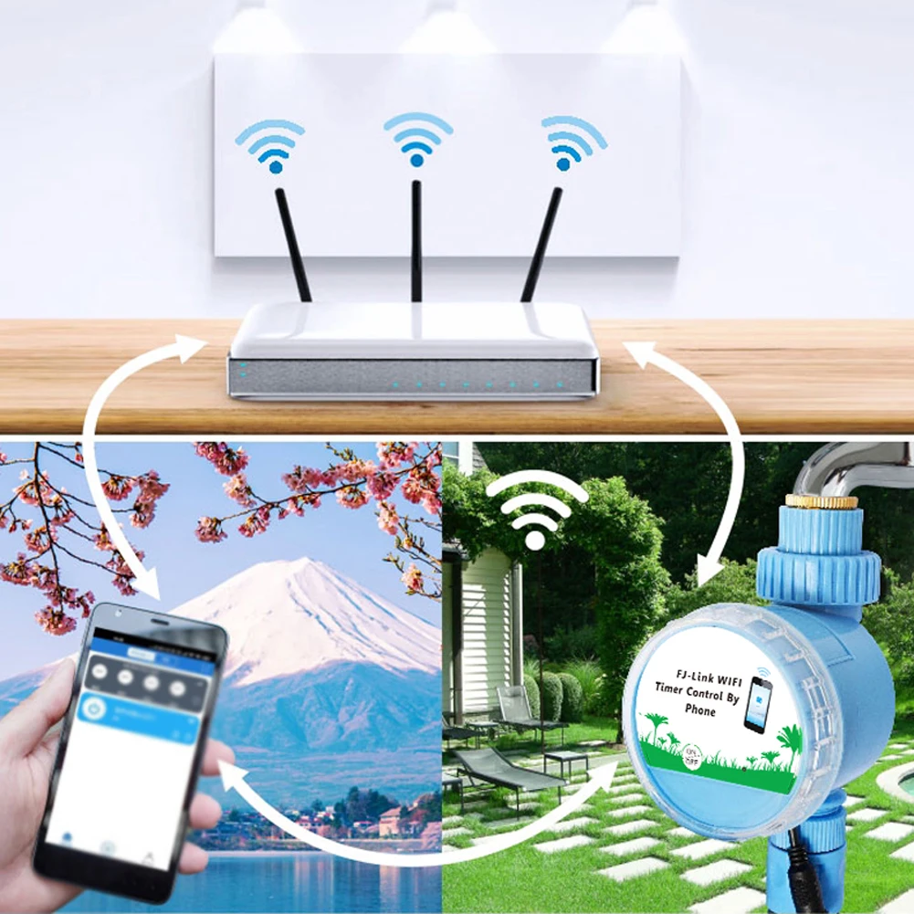 

Automatic Watering Sprinkler System Irrigation Controller APP Remote Control WiFi Connection with Rain Sensor Watering Timer