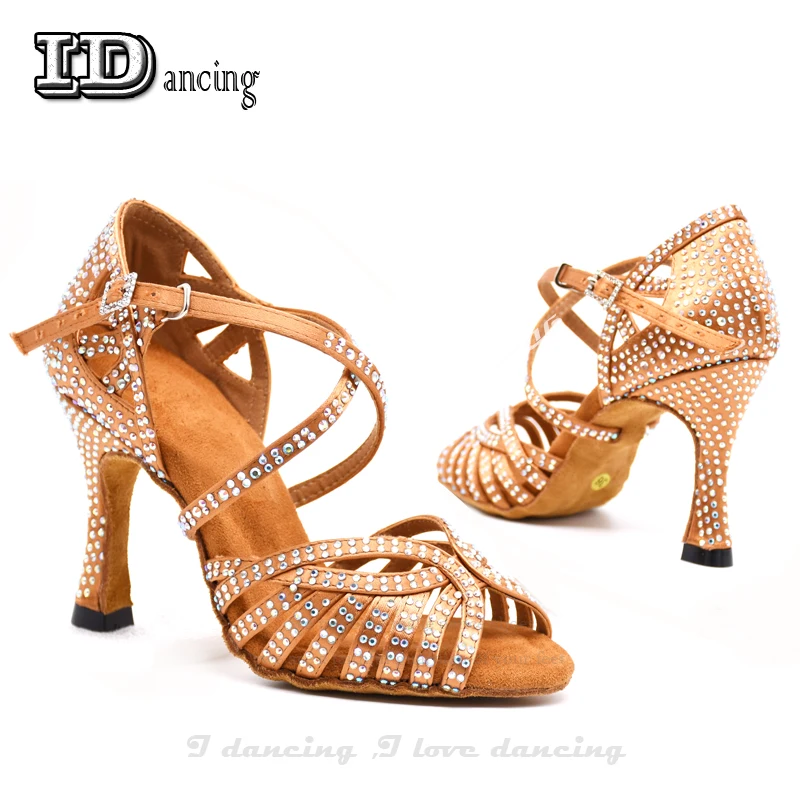 Women's Latin dance shoes Ballroom Party Square Shining rhinestones Soft Bottom 5CM-10CM JuseDanc | Спорт и развлечения