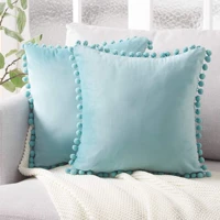 cushion cover solid color pillowslip 45x45cm30x50cm soft velvet decorative cushion with ball home decor for bedroom pillowcase