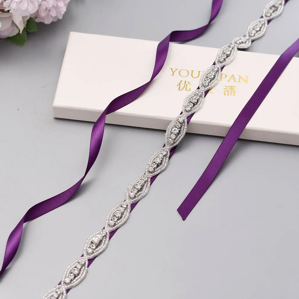TRiXY S102 Thin Wedding Sashes Bridal Belts Silver Diamond for Women Designer wedding Decorative Skirt Beaded | Свадьбы и торжества