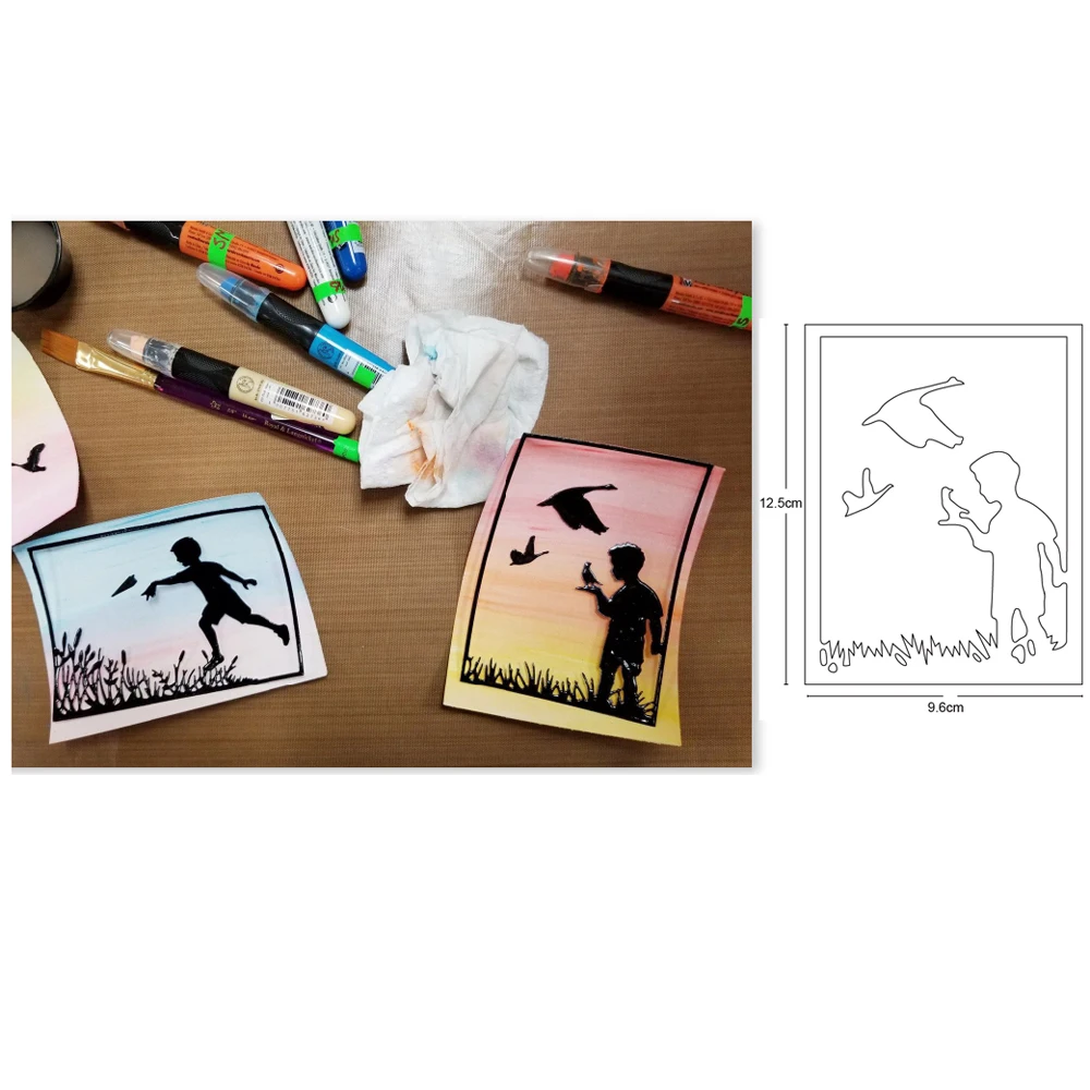 

Metal Cutting Dies boy with bird DIY Scrapbooking Decorative Paper Cards die mould blade punch Stencil Embossing die new 2020