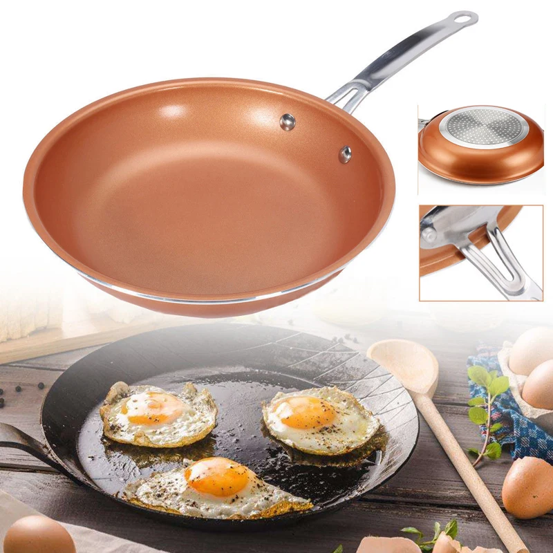 

Nonstick Pan Copper Red Pan Ceramic Induction Frying Pan Pan Safety 8 10 12 Inch Kitchen Accessories pots and pans set cookware