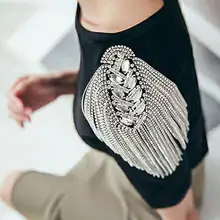 Унисекс, панк, бахрома, наплечная доска, значок, блестящие стразы, кисточки, цепь, погоны, высокое качество, бренд