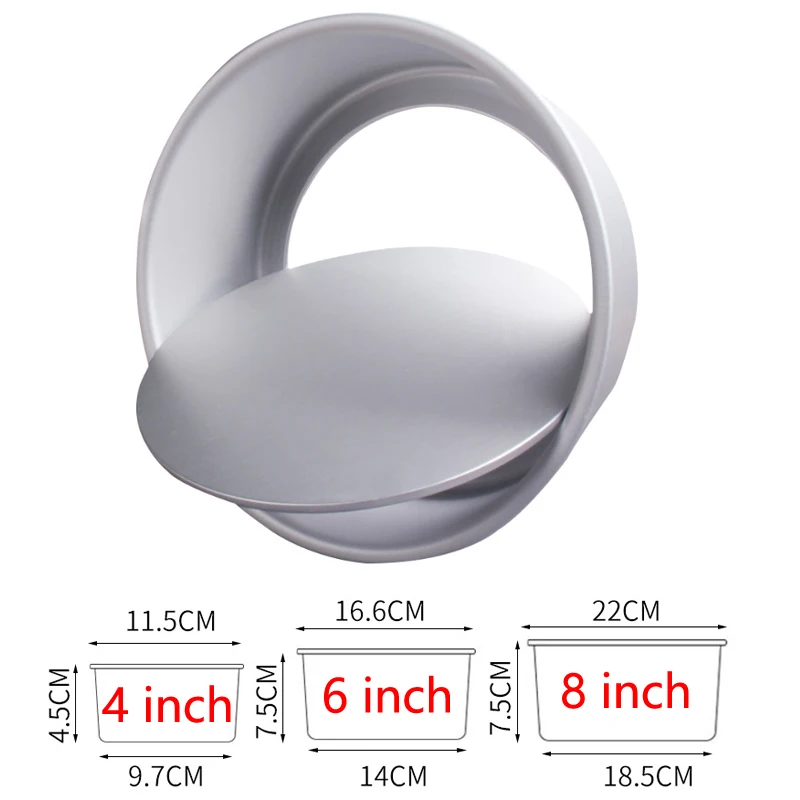 

4/6/8 Inch Round Cake Mold Set, Movable Bottom Aluminum Cake Mold, Thick Round Chiffon Bread Mold Kitchen Baking Tool