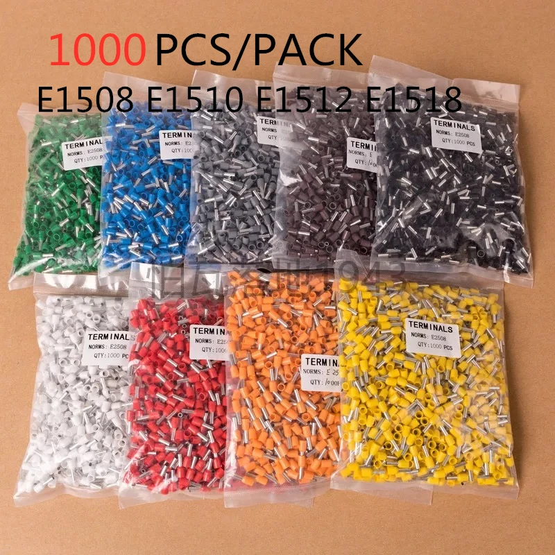 1000 unids/упаковка E1508 E1510 E1512 E1518 кабель aislado терминал conector engarzado наконечники prensado