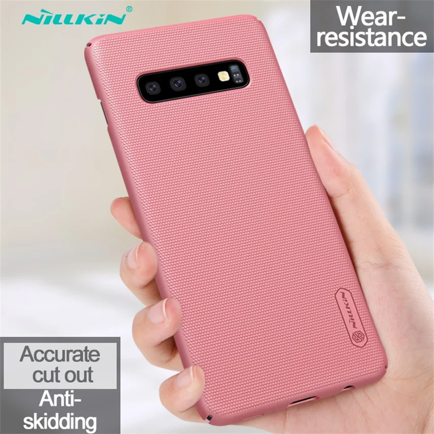 Rose Gold Чехол Nillkin для samsung Galaxy S10 S10e S10 Plus, суперматовый защитный жесткий чехол из поликарбоната для samsung S10 Plus, Подарочный держатель для телефона - Цвет: Rose Gold