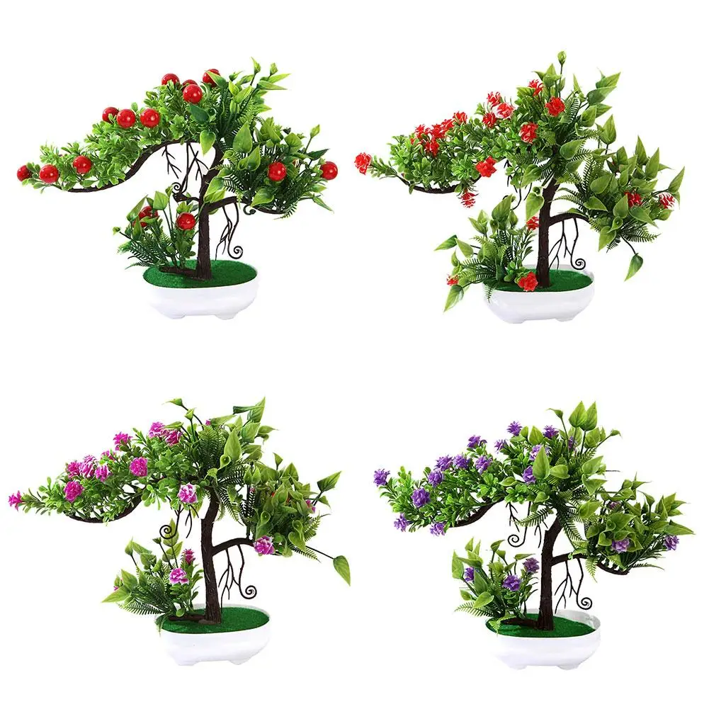 1 шт. искусственные розы цветок фруктовое дерево миниатюрный горшечный