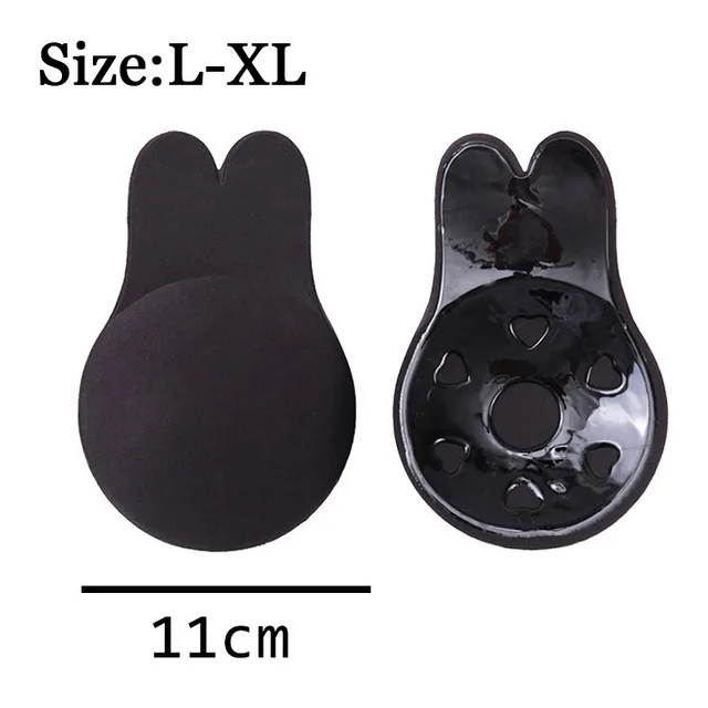 black for CD cup Halyuhn лента для подтягивания груди, 1 пара силиконовых ниппелей с кроличьими ушками, клейкий бюстгальтер без бретелек с открытой спиной, невидимый липкий бюстгальтер пуш-ап - Цвет: black for CD cup