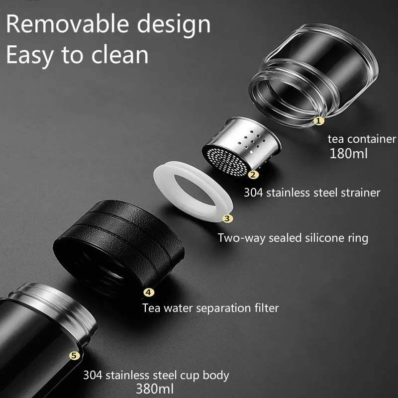 Креативный термос для разделения воды и чая вакуумная фляжка с дисплеем