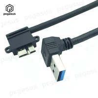 25cm usb 3 0 a 90 degree rightupdown angle male to micro b male left elbow short cable with screw lock panel