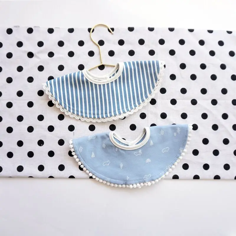 Infant Baby Cotton Bibs Newborn Soft Round Burp Cloth Girls Lovely Printed Laciness Feeding Scraf Kids Accessories | Детская одежда и