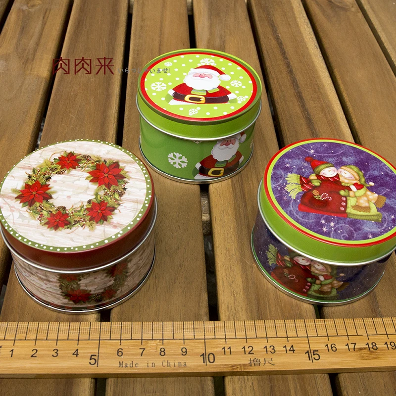 Рождественская коробка для конфет жестяная банка Подарочная круглая железная