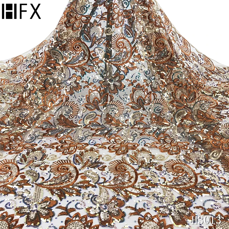 HFX Золотое кружевное платье из тюля с блестками в африканском стиле 2020