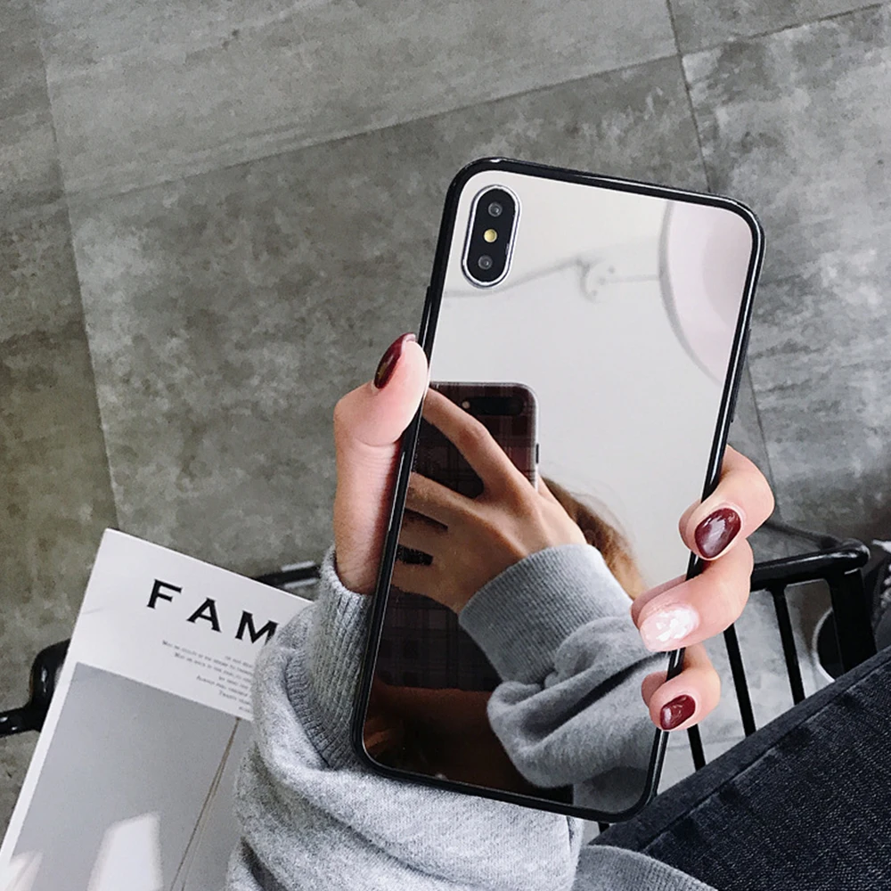 FDBRO New Full Mirror Silicone Case for iphone 7 8 6 6S Plus x 10 xr XS Pro MAX Bling Plating Soft TPU Drop proof Cover | Мобильные