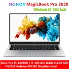 Ноутбук HONOR MagicBook Pro 2020, 16,1 дюймов, Intel Core i5-10210Ui7-10510U Nvidia MX350 PCIE SSD FHD