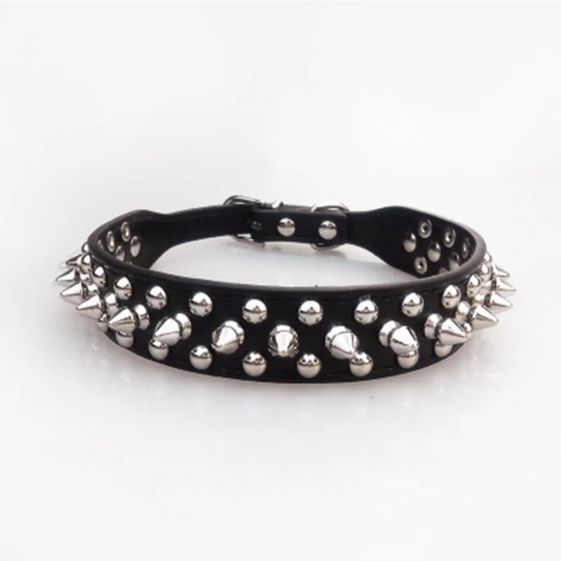 6 цветов регулируемые ошейники из искусственной кожи с заклепками шипами для