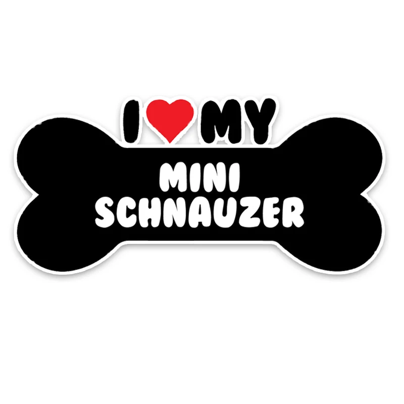 

Personality Creativity I Heart My Mini Schbauzer Bone PVC Car Bumper Car Sticker Decals Sunscreen Waterproof 15CMX17.1CM
