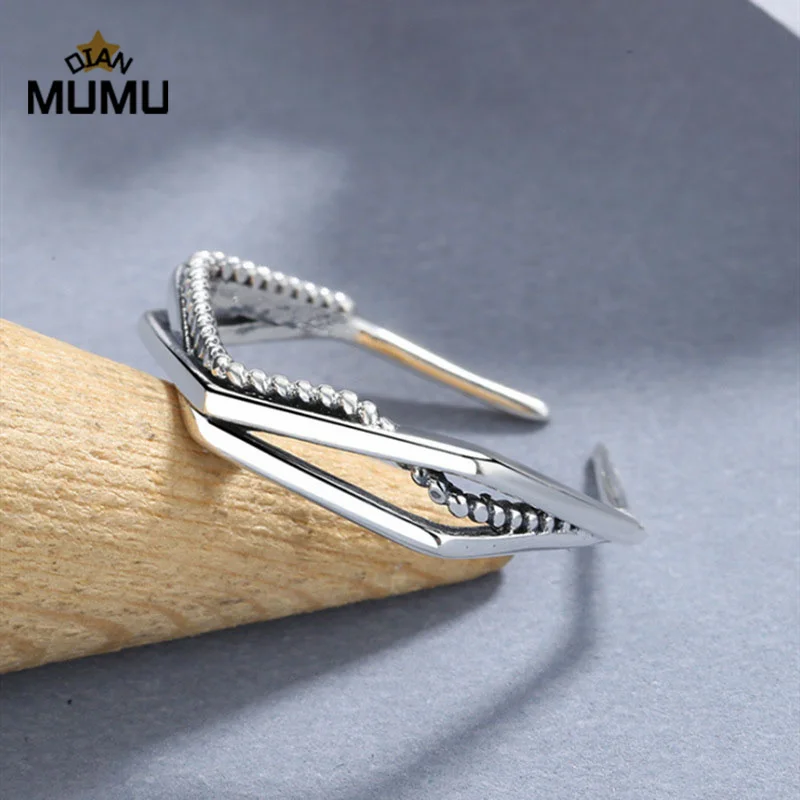 

Retro Multi-layer Open Ring Personality Braided Twist 925 Silver Finger Rings for Women Vintage Wedding Wholesale Jewelry