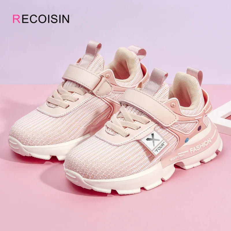 RECOISIN/Осенняя детская обувь Дышащая спортивная с сеткой для девочек Модные