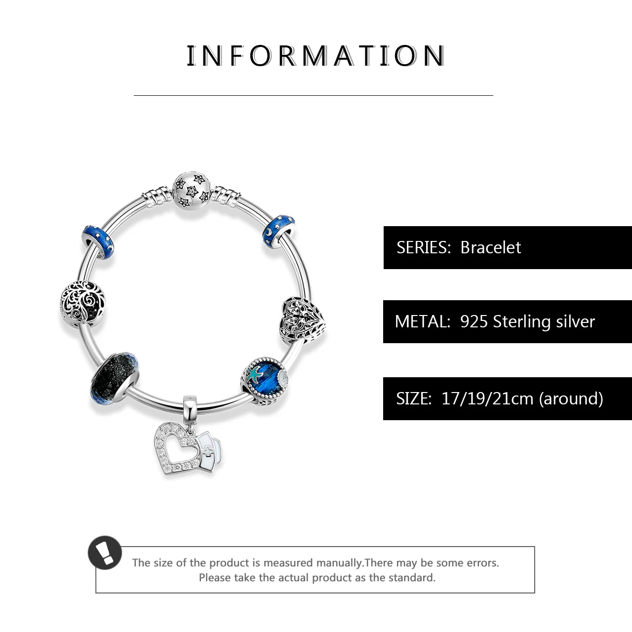 Hight Quality 925 Sterling Silver Nurse hat pendant and tree life Bracelets For Women DIY Gift Fashion Jewelry | Украшения и