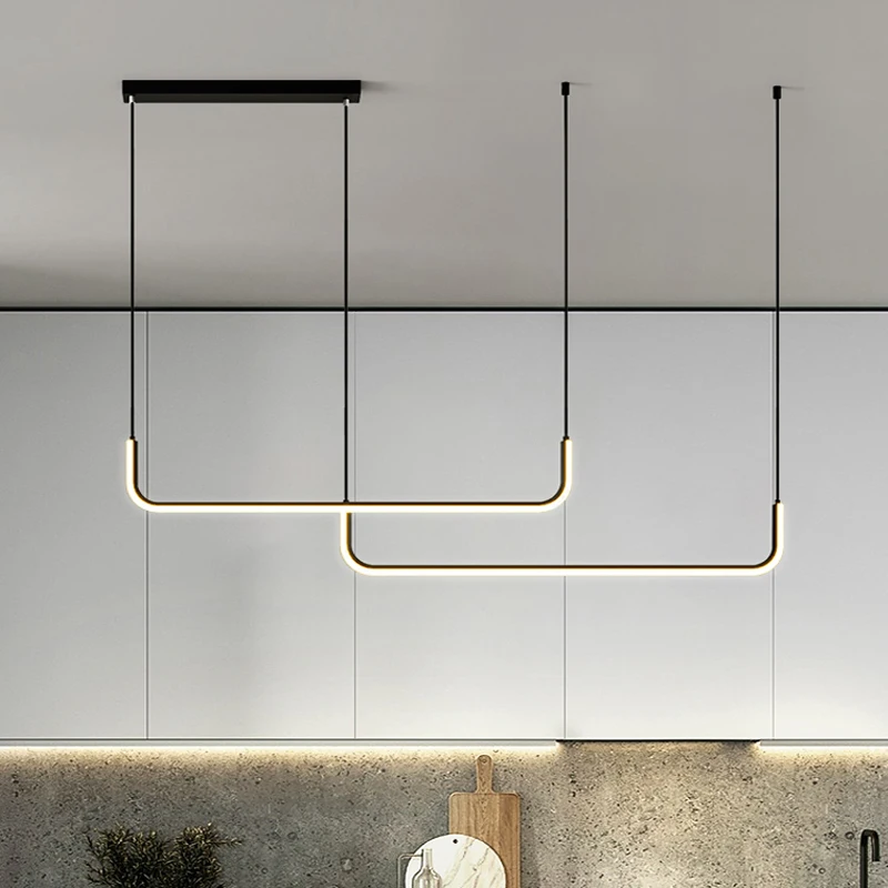 Gran colgante Led luz moderna lámpara colgante hogar para la sala comedor cocina de la lámpara de Oro Negro 150cm 120cm luces