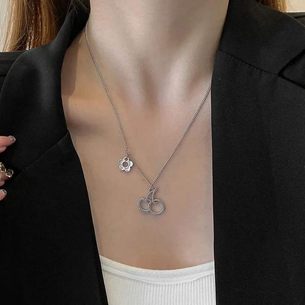 

Trendy Party Hip Hop Cherry For Girls Punk Korean Necklace Flower Woman Clavicle Choker Neck Jewelry