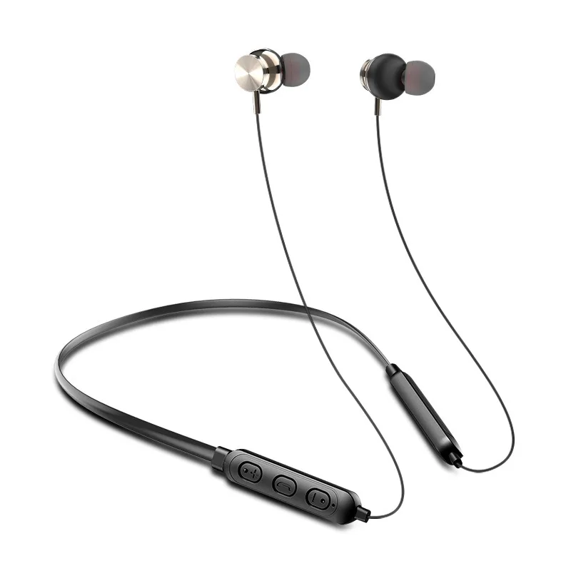 LDYZS, новинка, Bluetooth 5,0, наушники с креплением на шею, стерео, с подвеской на шею, магнитная, беспроводная, Спортивная, с длительным временем ожидания, съемная, TF карта, гарнитура - Цвет: Черный