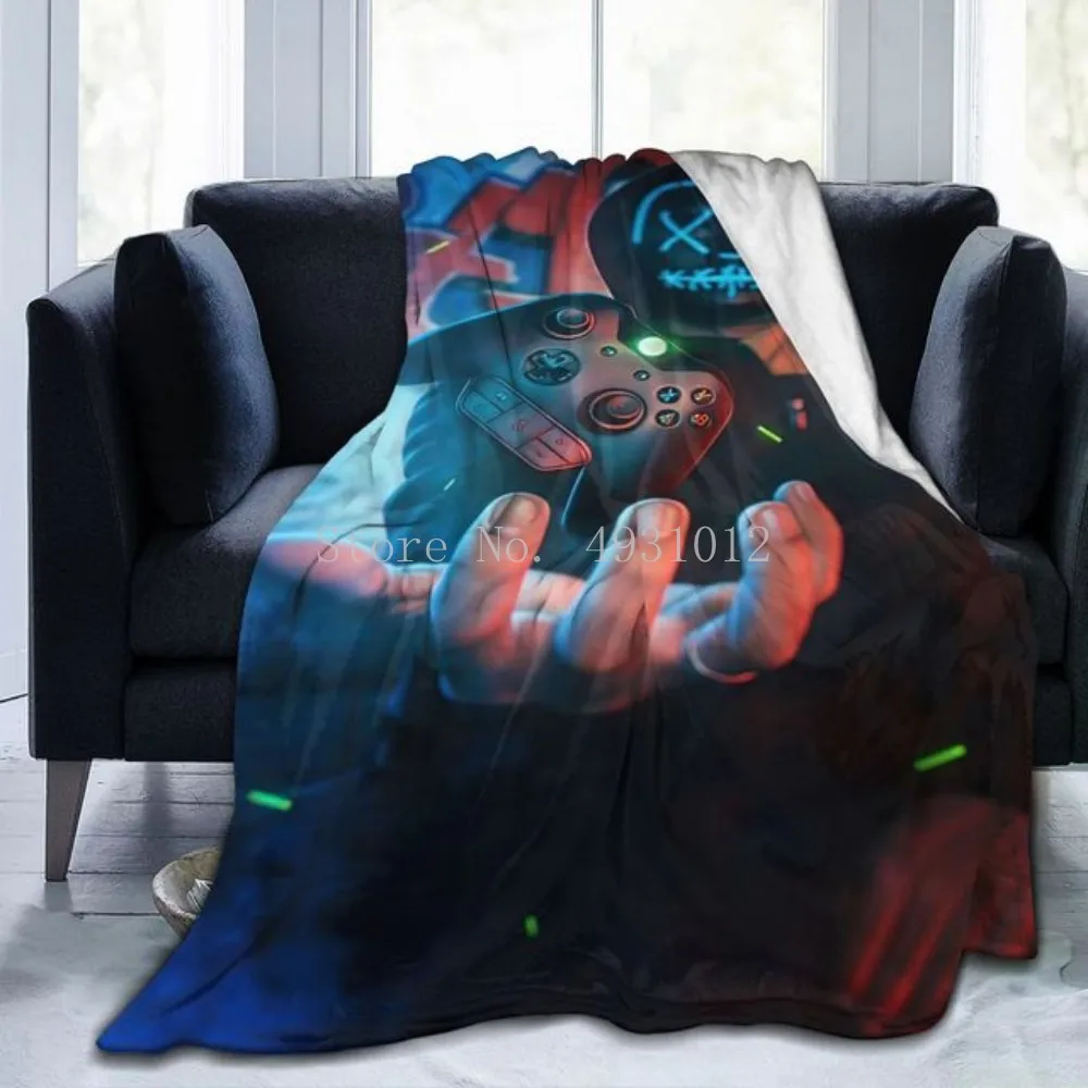 

Super Cool Gamer Handle Super Soft Blanket Plaid Puzzle Sublimation Cartoon Bedding Flannel Children's and Adult Bedroom Decor