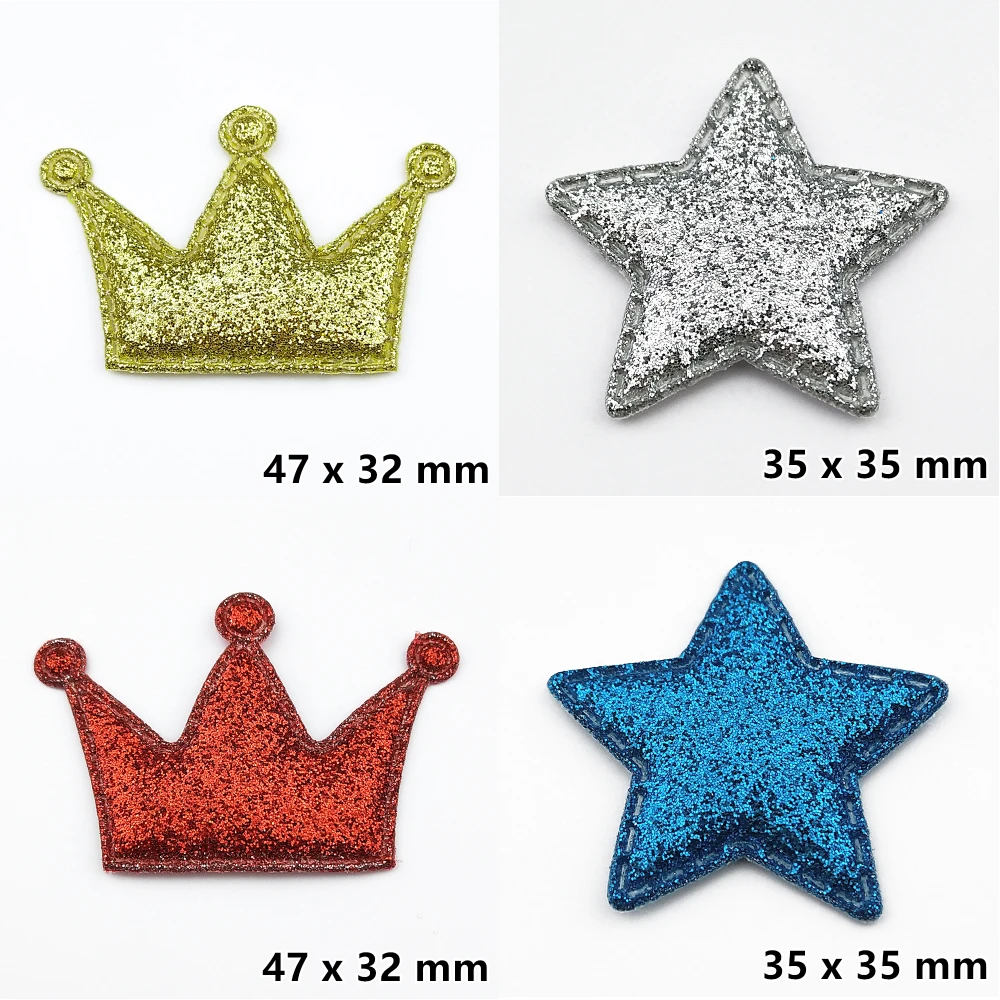 10/20 шт. блестящие золотистые нашивки с короной и звездами аппликация блестками