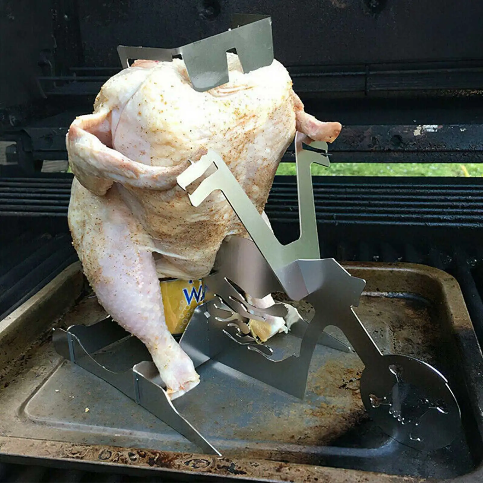 

Chicken Leg Rack Stainless Steel Roaster Stand BBQ Barbecue Tools Portable Barbecue Outdoor Camping Beer Chicken Grill