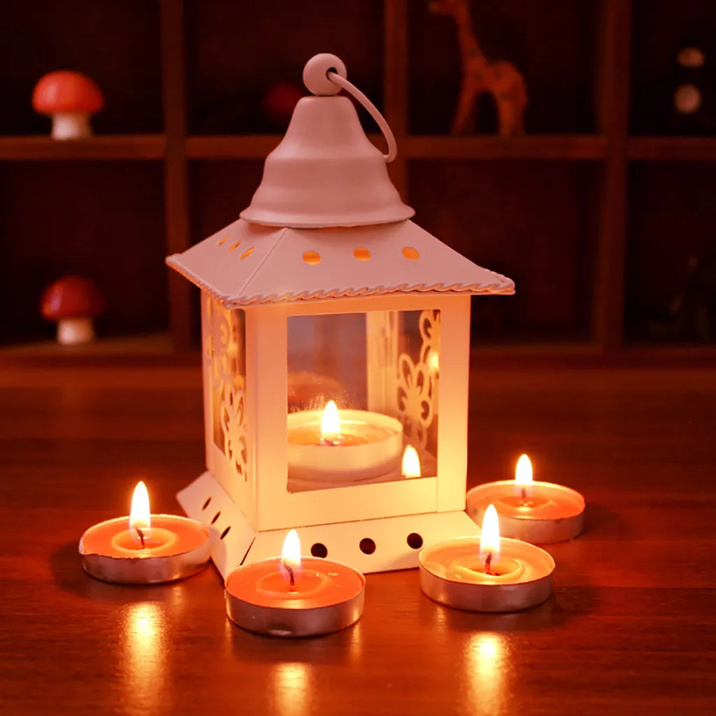 Винтажный металлический полый Рождественский подсвечник цветной стеклянный