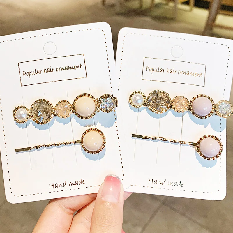 Заколки для волос с жемчугом женские роскошные зажимы кристаллами модные