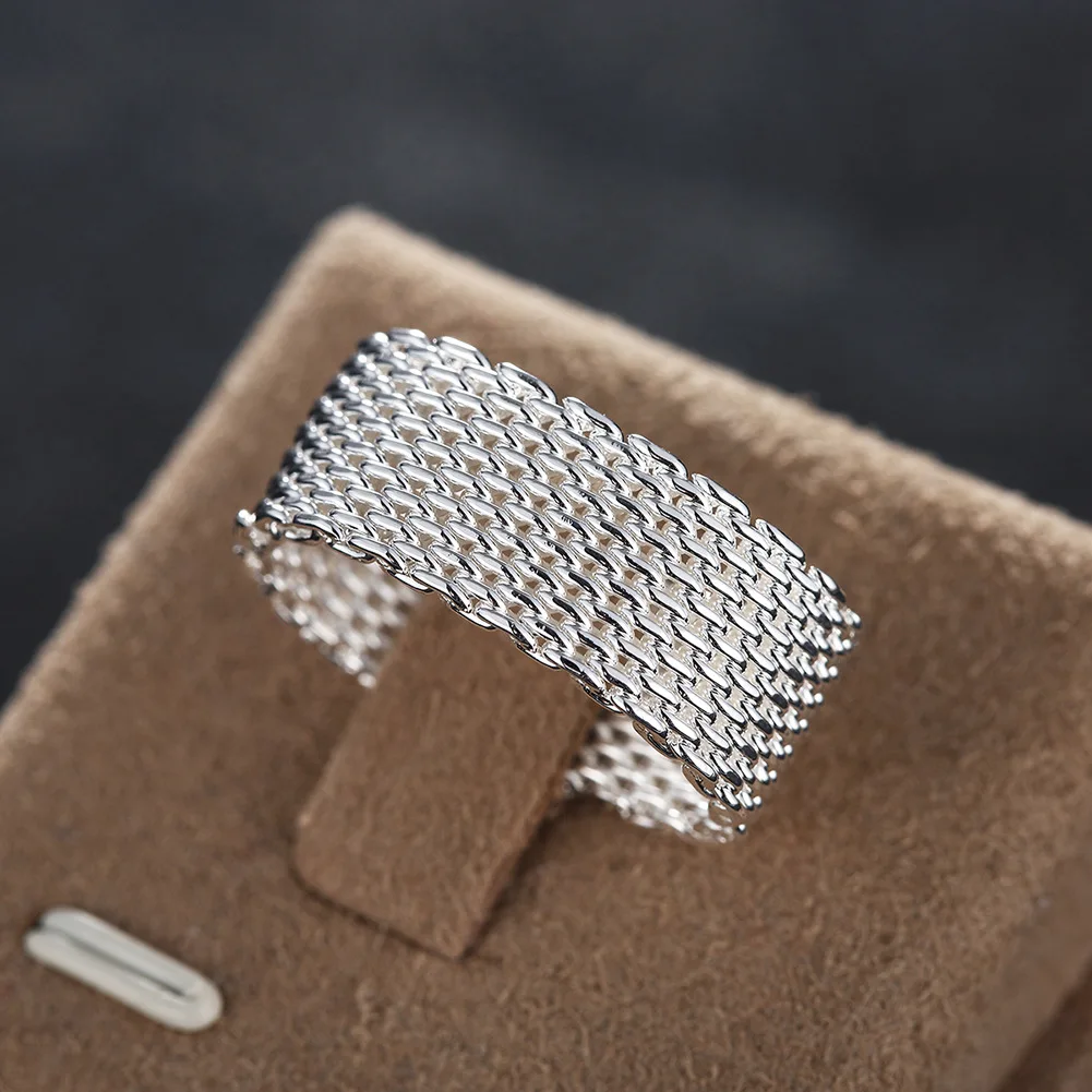 Кольцо из серебра 925 пробы anillos простое модное кольцо в сеточку уникальный дизайн