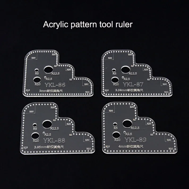 Acrylic protractor leather craft DIY tool fillet gauge chisels spacing ruller 4pcs/set | Дом и сад