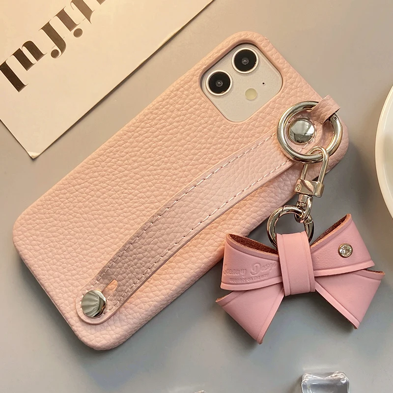 

Розовый кожаный чехол для Iphone 11 12 pro, задняя крышка, браслет, подставка, встроенный чехол для телефона Iphone 12, чехол, рождественский подарок дл...